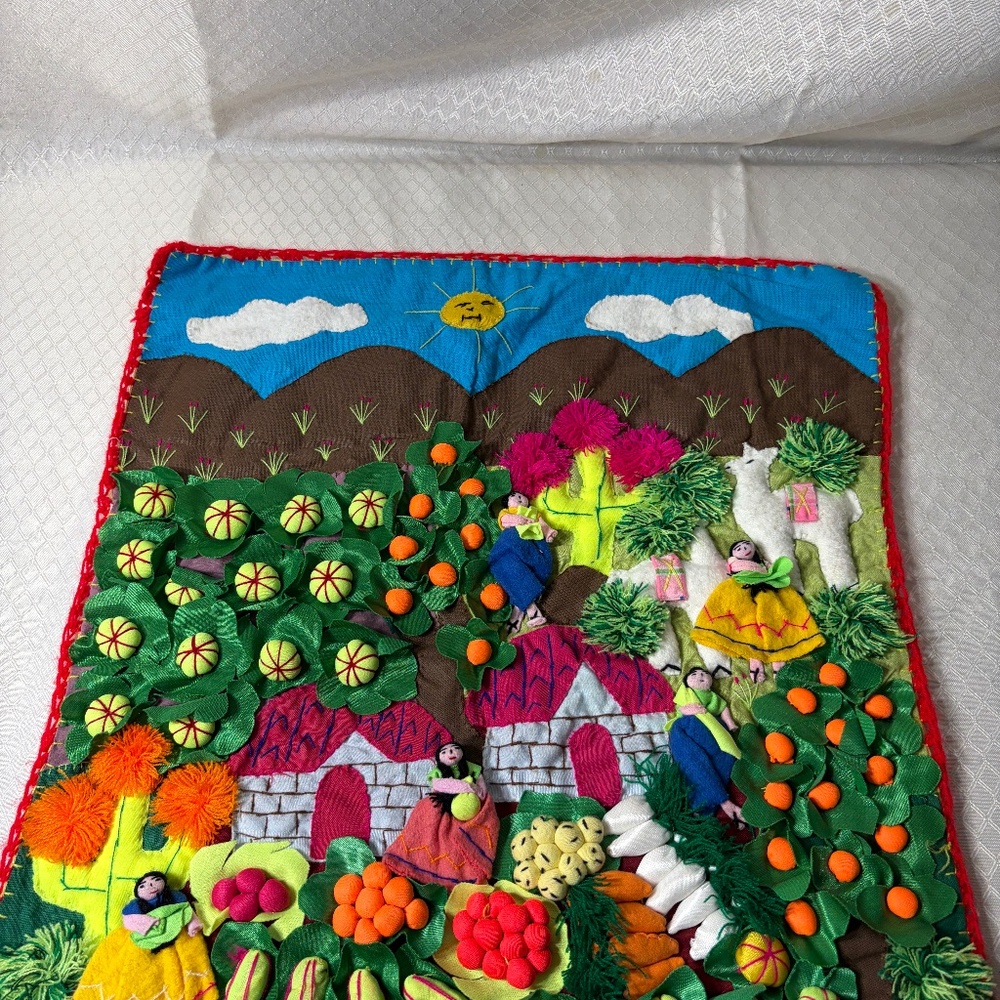 Peruvian Arpillera 3D Applique Wall Art/Tapestry